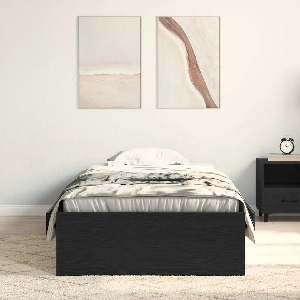 Ágykeret Fekete Tölgy 100x200 cm Műanyag Fa