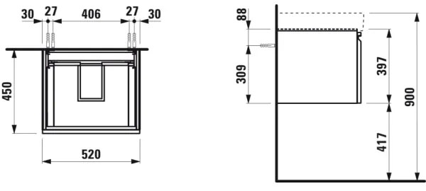 LAUFEN H4833510964751 - PRO mosdószekrény, 52 cm, fehér