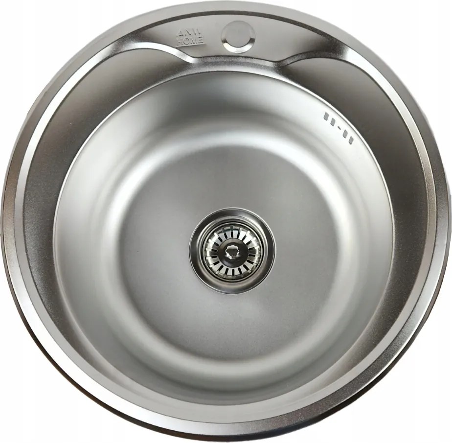 Egykamrás, kerek, szatinált felületű mosogató 49x16 Szifon