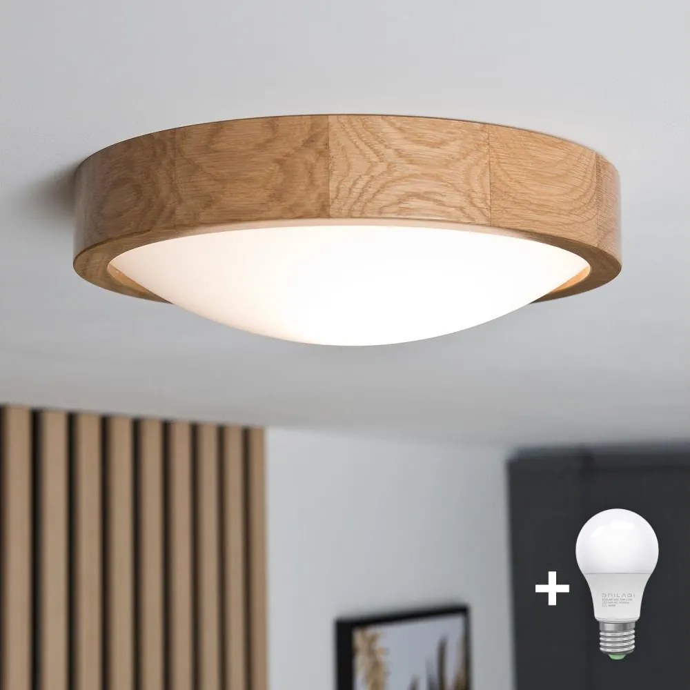 Brilagi - LED mennyezeti lámpa CARVALHO SLIM 1xE27/15W/230V tölgy átm. 27 cm