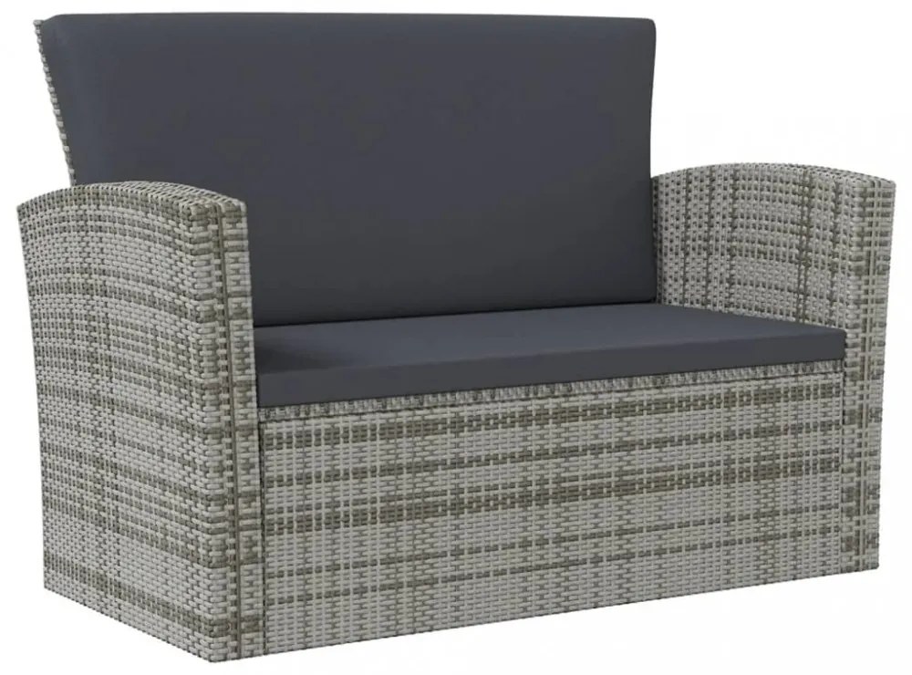 vidaXL 8 részes szürke polyrattan kerti bútorszett párnákkal