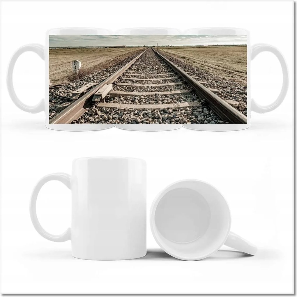Fényképes bögre Vasúti sínek Vasút
