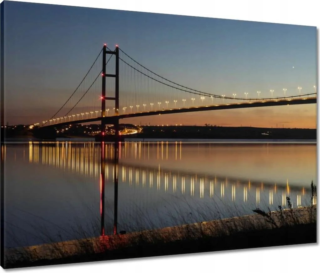 Vászonkép 80x60 Megvilágított függőhíd éjszaka