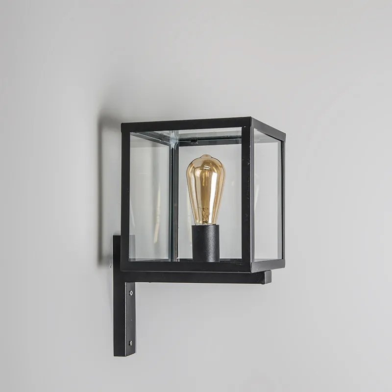 Ipari négyzet alakú kültéri fali lámpa fekete IP23 - Rotterdam