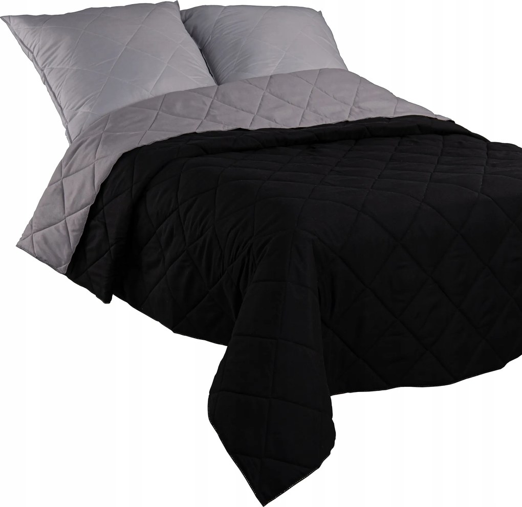 Ágytakaró 160x200 Steppelt Kétoldalas Kapa pléd Fekete-szürke