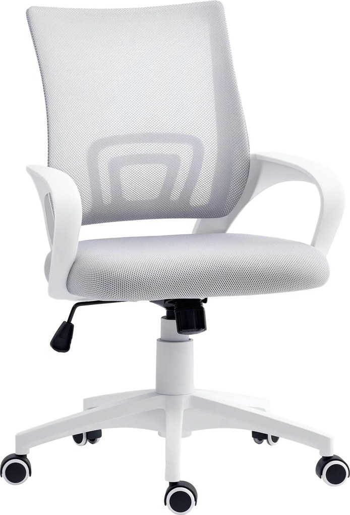 HOMCOM Hálós Irodai Szék Forgószék Állítható Magassággal, Ringató Funkcióval és Deréktámasszal, 120 kg Terhelhetőség, Szürke | Aosom