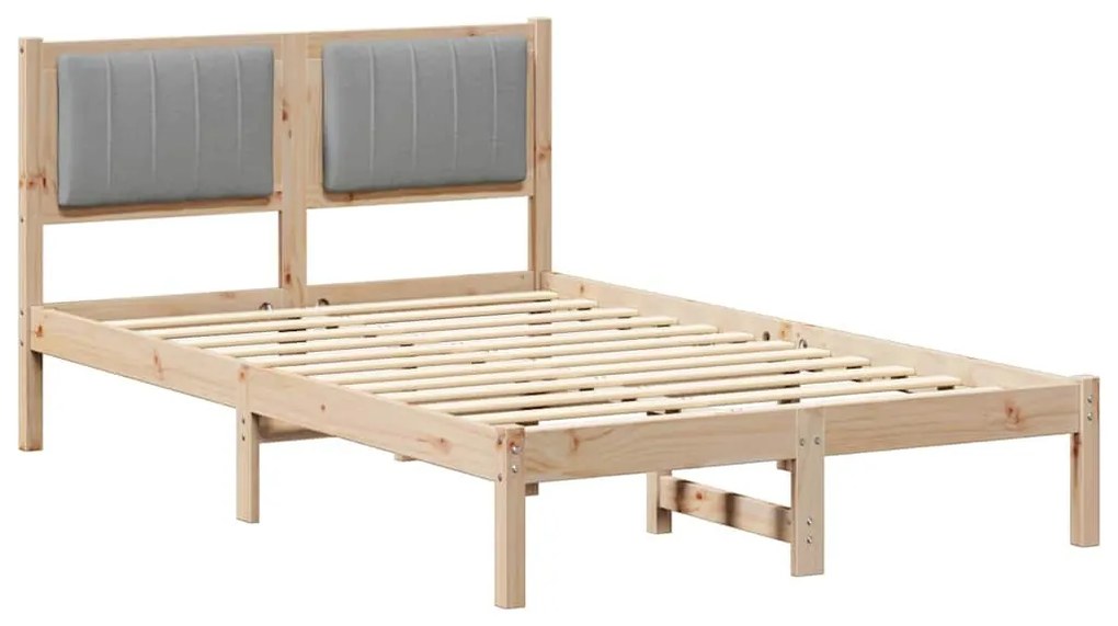 Ágykeret Kárpitozott Fejtámlával Világosszürke 120 x 200 cm