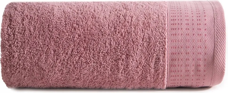 Pamut törölköző 50X90 púderszínű, dekoratív bordűrrel Eurofirany