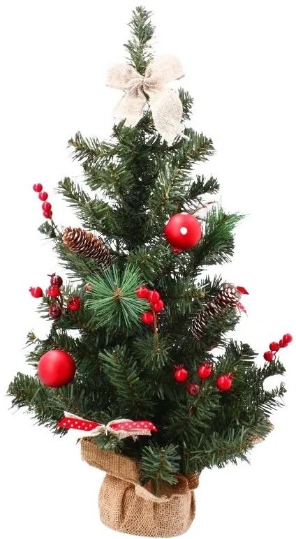 Karácsonyfa asztalra - Jegenyefenyő 60 cm berkenyével és tobozzal