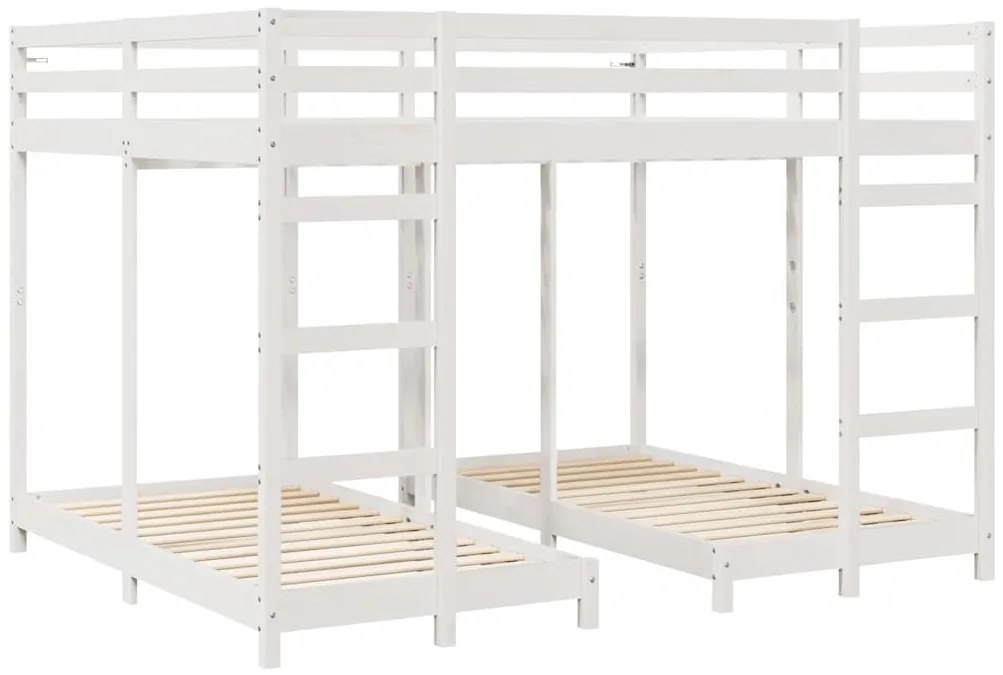 vidaXL Háromszintes emeletes ágykeret Fehér 160 x 200 cm Tömör fenyőfa