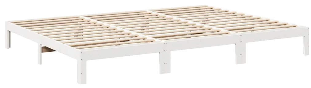 családi ágykeret matrac nélkül fehér 270x200cm tömör fa fenyőfa
