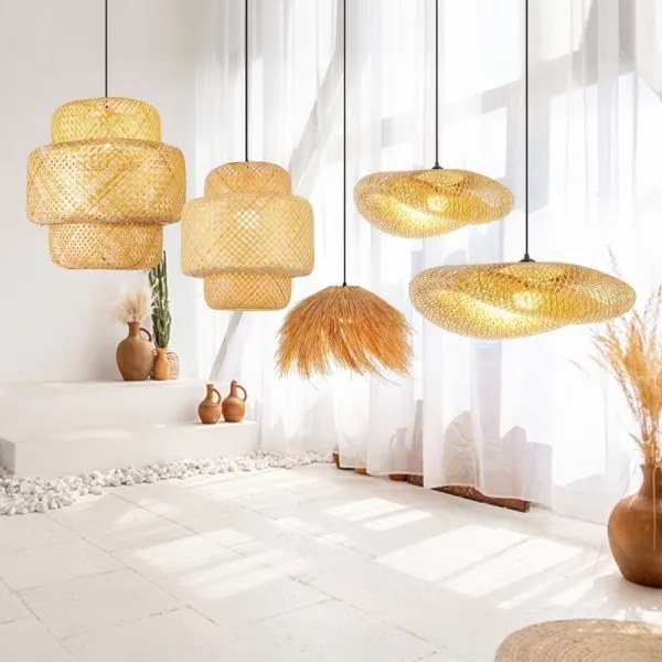 Immax 08272L - Csillár zsinóron NATURALEZA 1xE27/40W/230V átm. 55 cm rattan