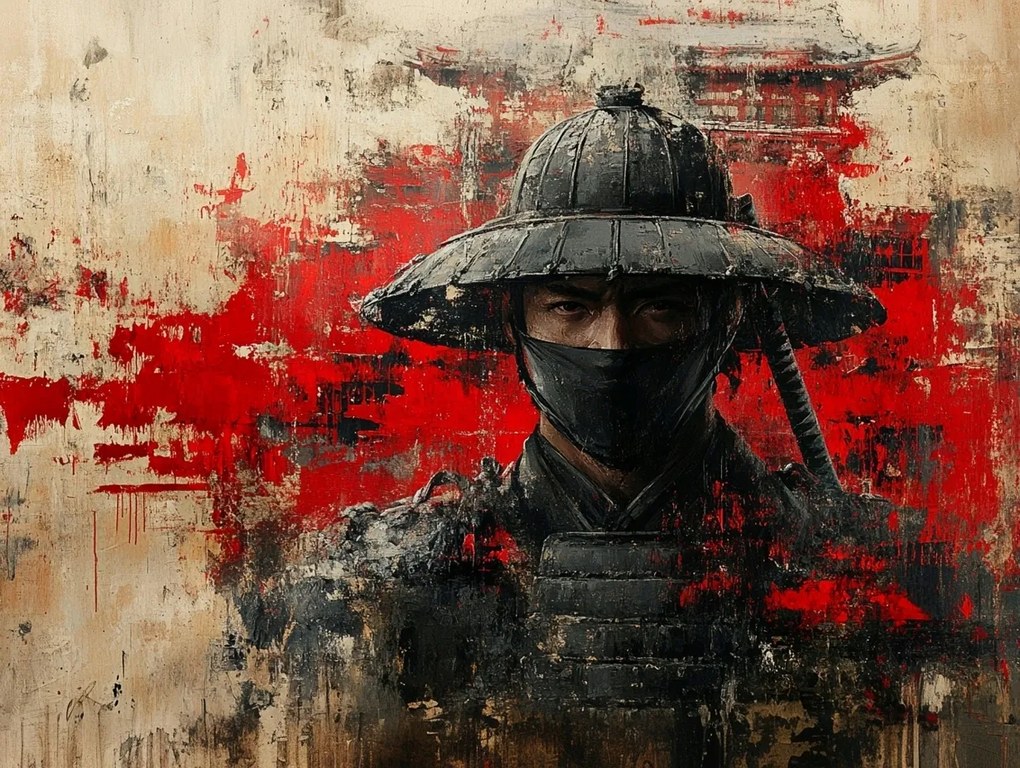 Canvas Vászonkép Szamuráj Portré Nindzsa Harcos Japán Ázsia 80x60