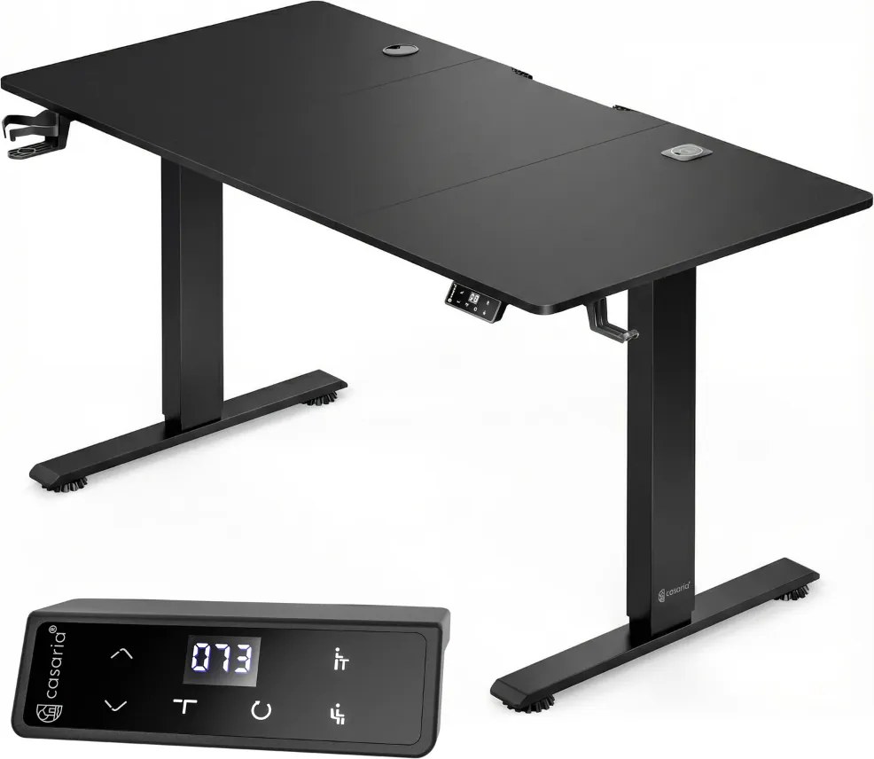 FLEXI állítható magasságú irodai íróasztal, 160x70x72-117cm, fekete Casaria