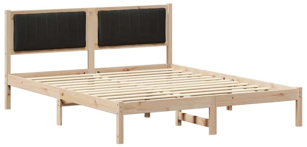 Ágykeret Kárpitozott Fejtámlával Fekete 150 x 200 cm