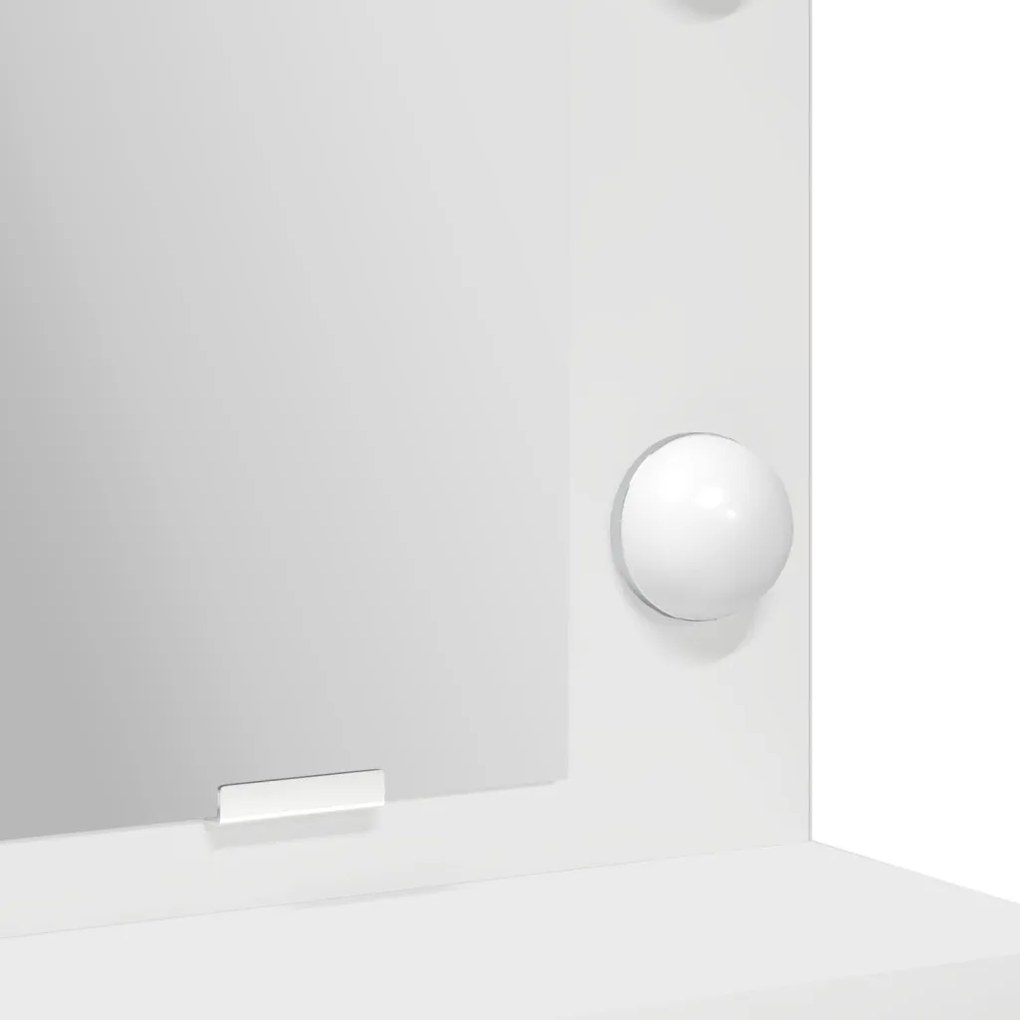 Sminkasztal LED Fényekkel, Fehér - 79x41x135 cm