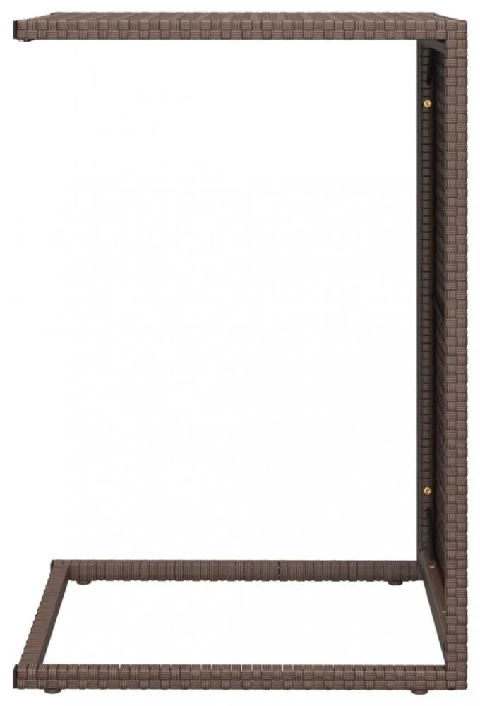 barna polyrattan C-asztal 40 x 35 x 60 cm