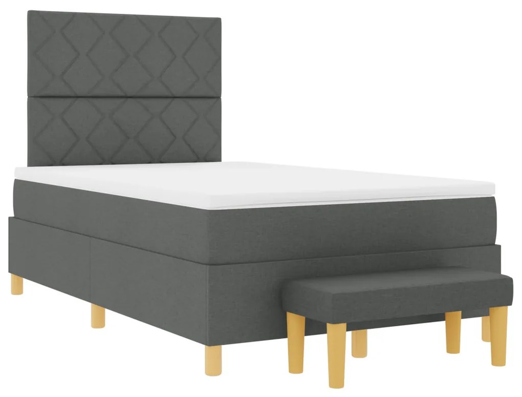 Box Spring Ágy Matraccal és Pad Sötétszürke 120x190 cm Textil