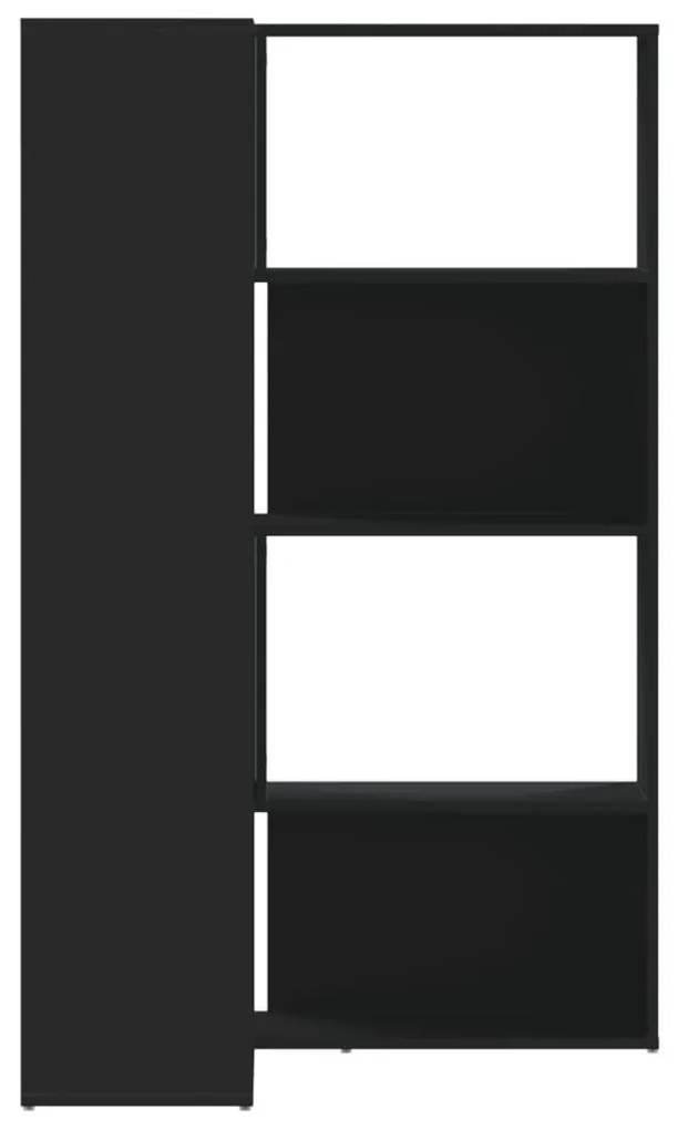 4 szintes fekete szerelt fa sarokkönyvespolc 85 x 85 x 140 cm