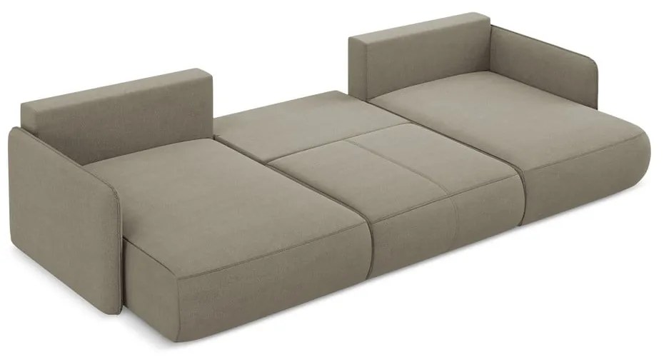 Bézs kinyitható-tárolóhelyes sarokkanapé Nanea – Makamii