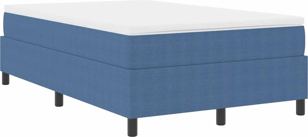 vidaXL Boxrugós ágy Kék és Fehér 120 x 200 cm Bársonyos szövet