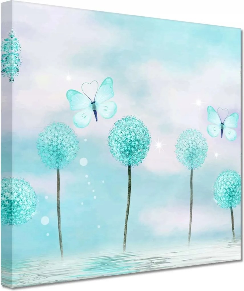 Vászonkép 20x20 Pillangók Türkiz világ