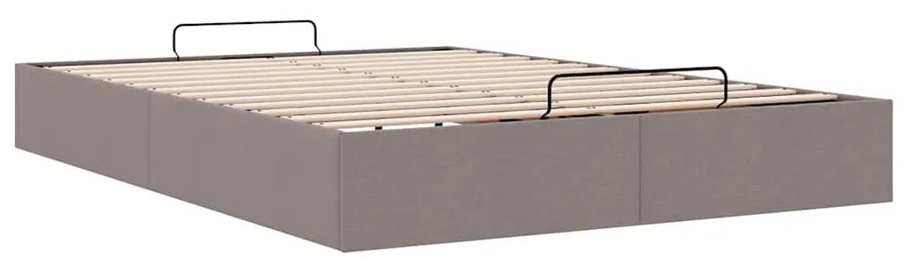 Ottomán tópszínű szövet ágykeret matrac nélkül 140 x 190 cm