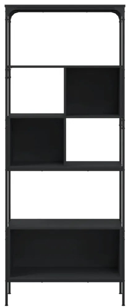 5 szintes fekete szerelt fa könyvespolc 76 x 33 x 188,5 cm