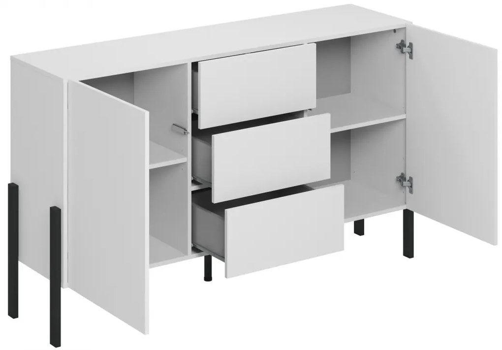 Komod fiokokkal Wezilo 154 cm - fehér supermat
