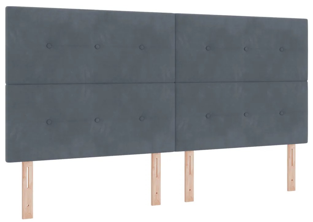 Boxspring Ágy Matrac Köd Szürke 200x200 cm Bársony