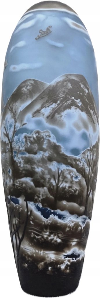 Nagy virágos üveg dekoráció Üveg váza Kék színes Ajándék