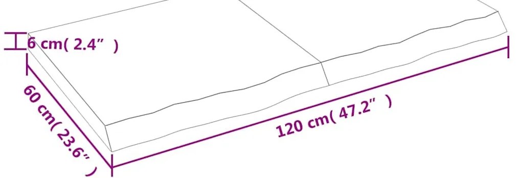 kezeletlen tömör fa fürdőszobai pult 120x60x(2-6) cm