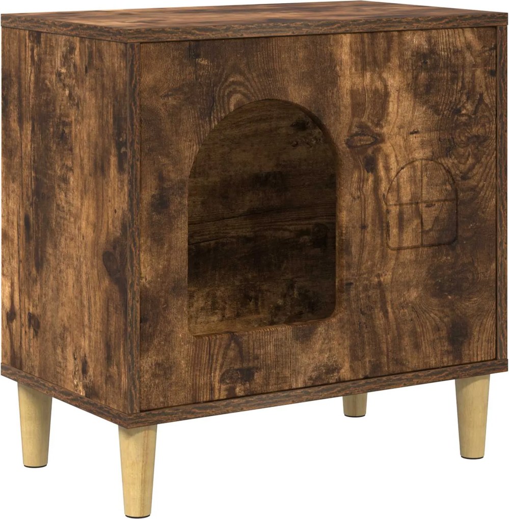 vidaXL Macska Ház Füstölt tölgy 51 x 30 x 52 cm Faanyag