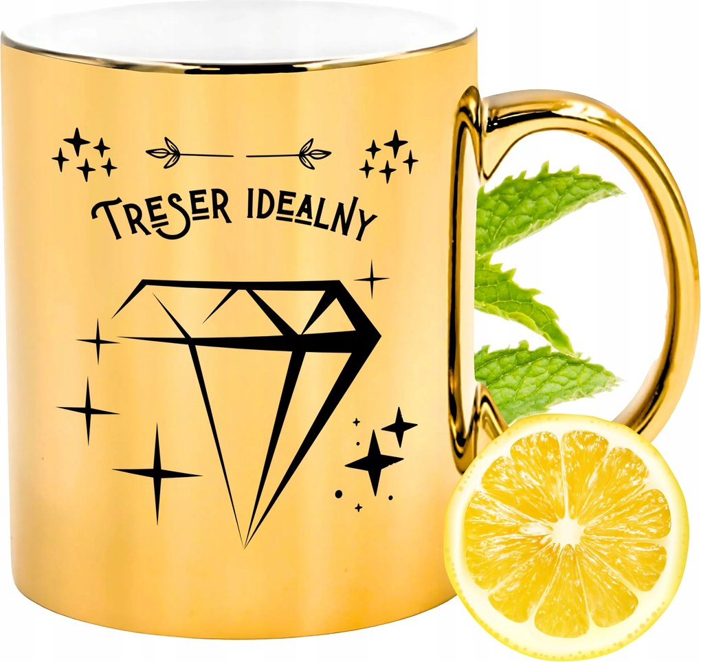 Prémium Arany Csillogó Bögre Treser Ajándék Nyomtatott Fotóval