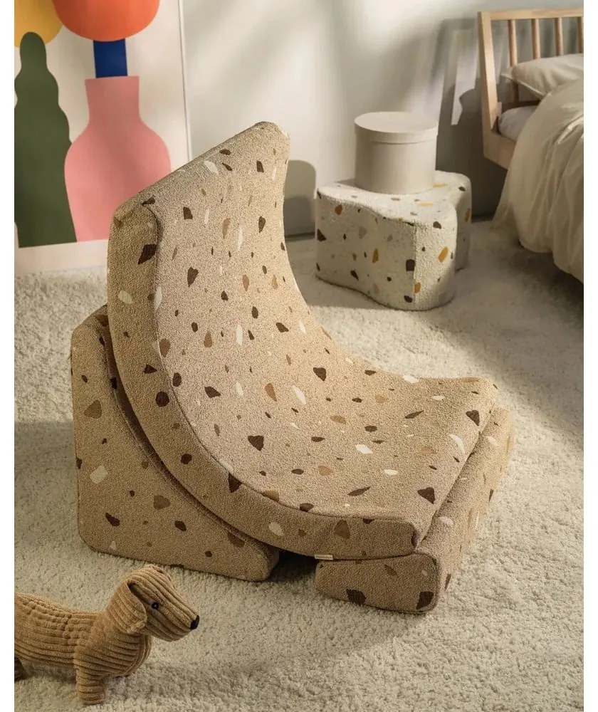 Világosbarna buklé-zsenília gyerek fotel Terrazzo Moon – Wigiwama