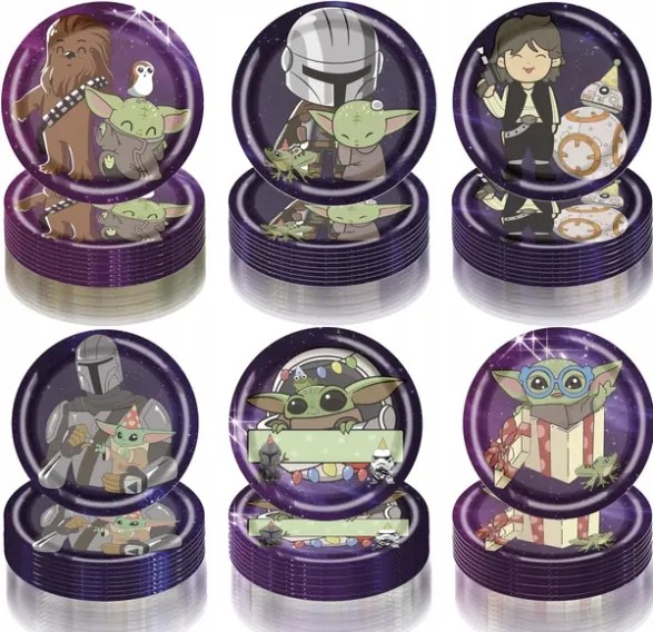 Reagar 60 db-os szülinapi party tányér Baby Yoda gyerekeknek