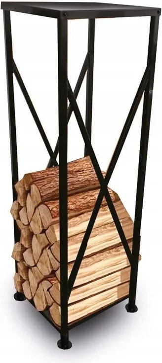 Kandalló tűzifa rendszerező kosár állvány 37x37x111cm
