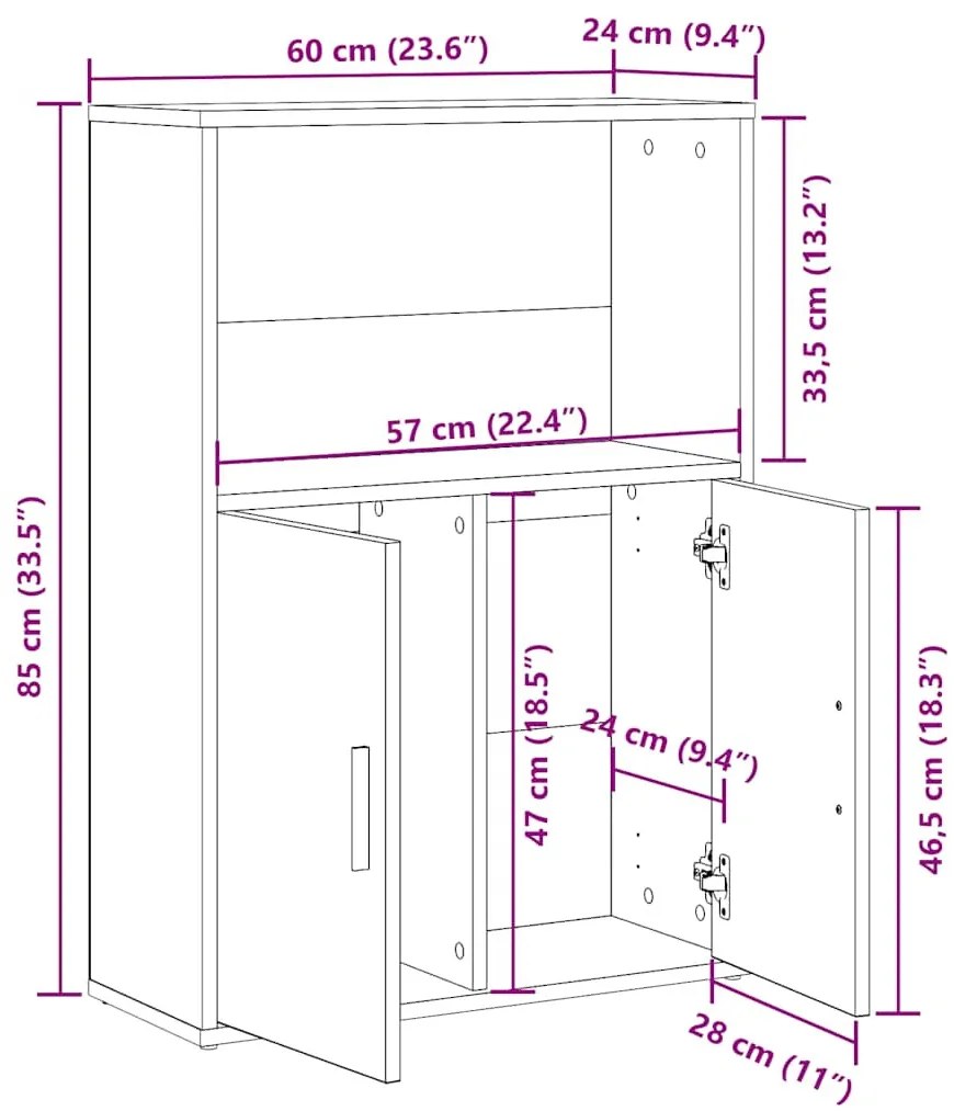 betonszürke szerelt fa könyvespolc 60x24x85 cm