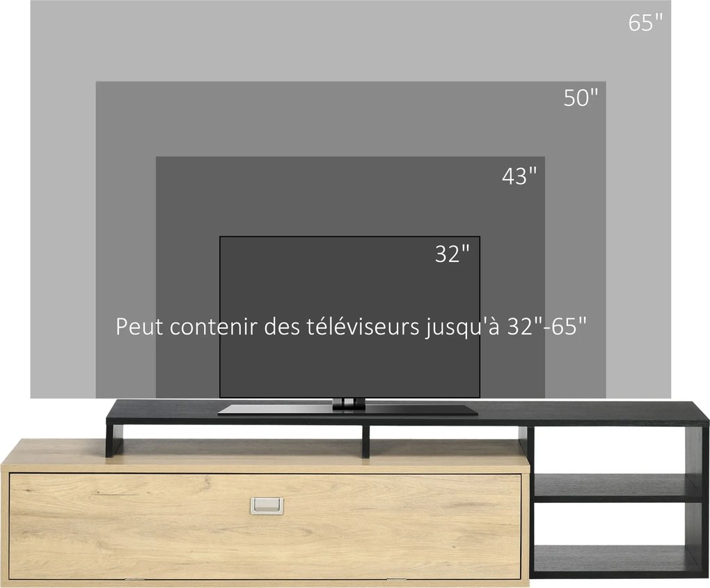 HOMCOM TV Állvány, TV Szekrény, TV Tartó 65 hüvelykig TV-khez, Levehető Polccal, Modern Stílus, Forgatható Ajtóval a Nappaliba és Hálószobába | Aosom