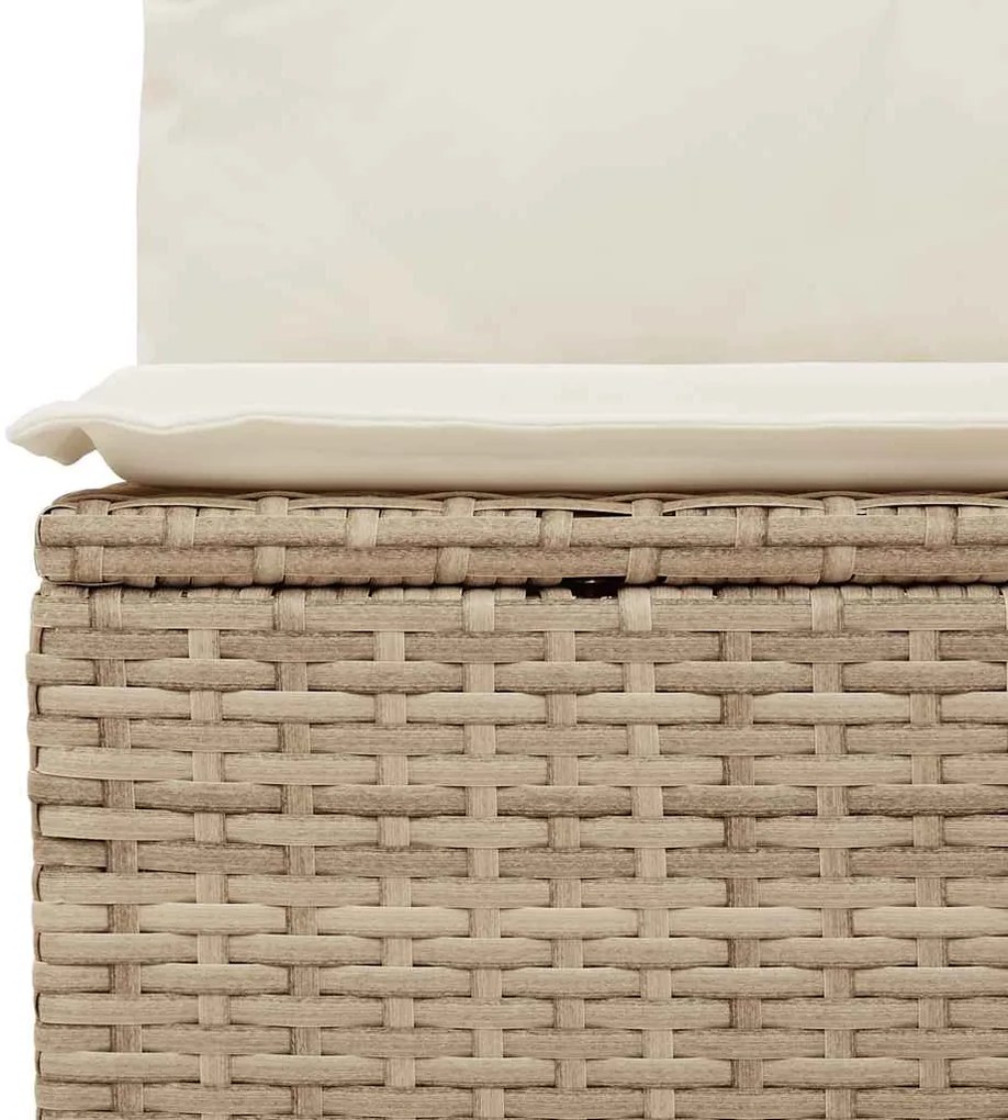 7 részes bézs polyrattan akácfa kerti ülőgarnitúra párnákkal