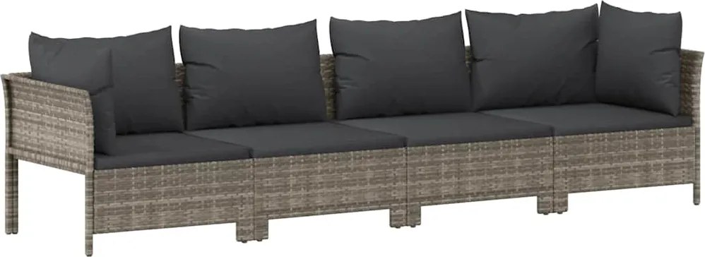 vidaXL 4 darabos szürke polyrattan kerti bútor szett párnákkal