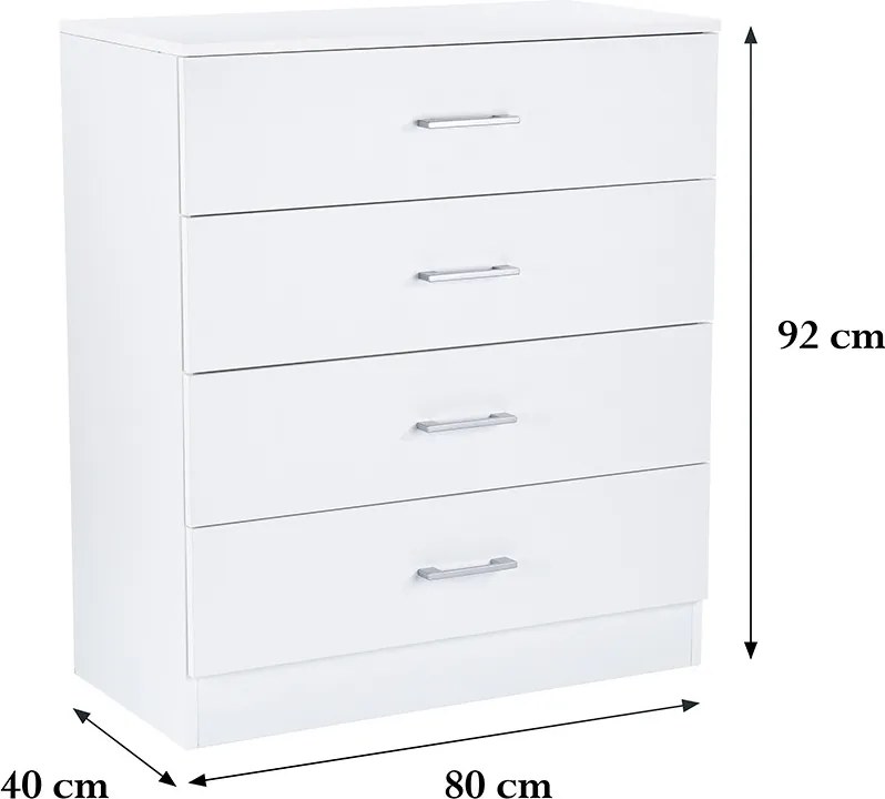 Miami komód 4 fiókos 80x92 cm fehér-fehér