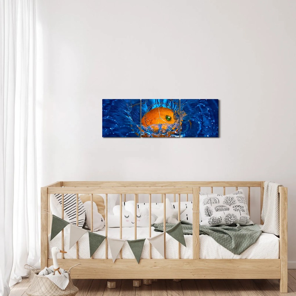 Kép - narancs a vízben (órával) (90x30 cm)