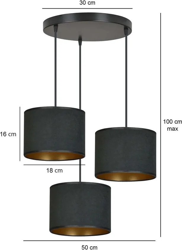 Emibig modern függeszték hilde fekete emi1054/3prem