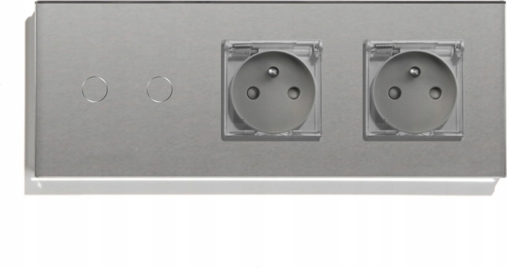 Üveg Érintőkapcsoló Dupla 2K+KÉT Hermetikus Aljzat Fedéllel