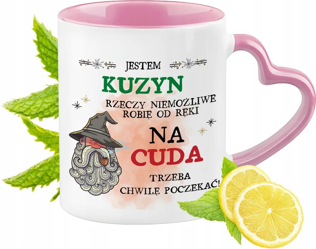 Unokatestvér bögre rózsaszín szív alakú füllel Kávé ajándék