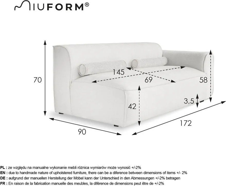 Fehér kanapé modul (jobb oldali) Flex Felix – Miuform