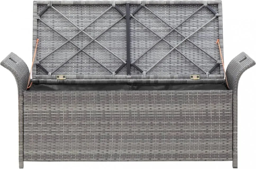 szürke polyrattan tárolópad párnával 138 cm