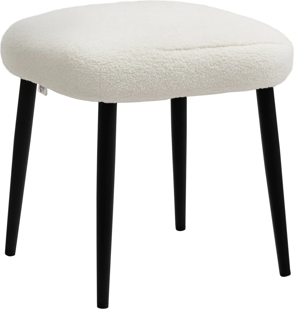 HOMCOM Lábpihenő Ülés Puff Térbeli Smink Puff Lábpihenő Cashmere Hatással, Acél Lábakkal, Nappaliba, Hálószobába, Krémfehér, 42 x 42 x 47 cm | Aosom