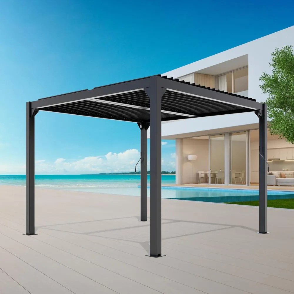 Alumínium bioklimatikus pergola lamellákkal 3 x 3 M